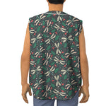 Christmas Floral Dragonfly Pattern Print Sleeveless Baseball Jersey
