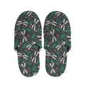 Christmas Floral Dragonfly Pattern Print Slippers