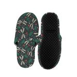 Christmas Floral Dragonfly Pattern Print Slippers