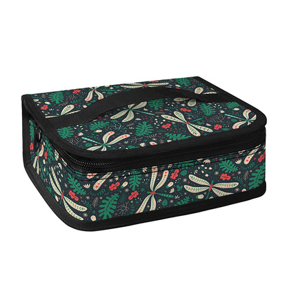 Christmas Floral Dragonfly Pattern Print Small Lunch Bag
