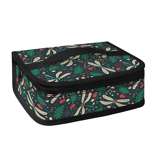 Christmas Floral Dragonfly Pattern Print Small Lunch Bag