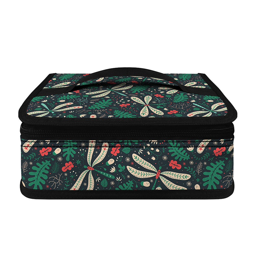 Christmas Floral Dragonfly Pattern Print Small Lunch Bag