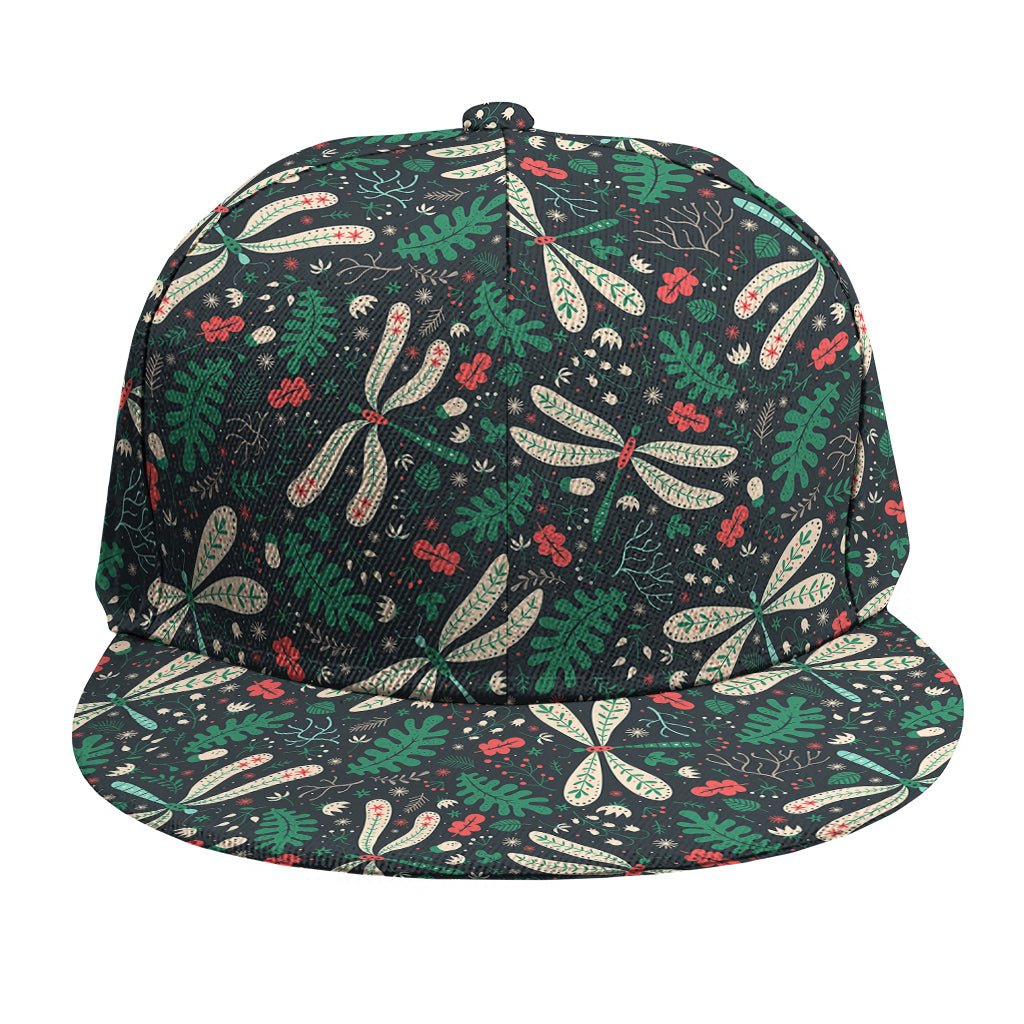 Christmas Floral Dragonfly Pattern Print Snapback Cap