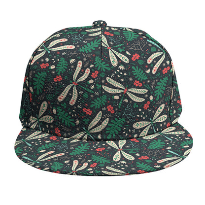 Christmas Floral Dragonfly Pattern Print Snapback Cap