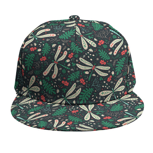 Christmas Floral Dragonfly Pattern Print Snapback Cap