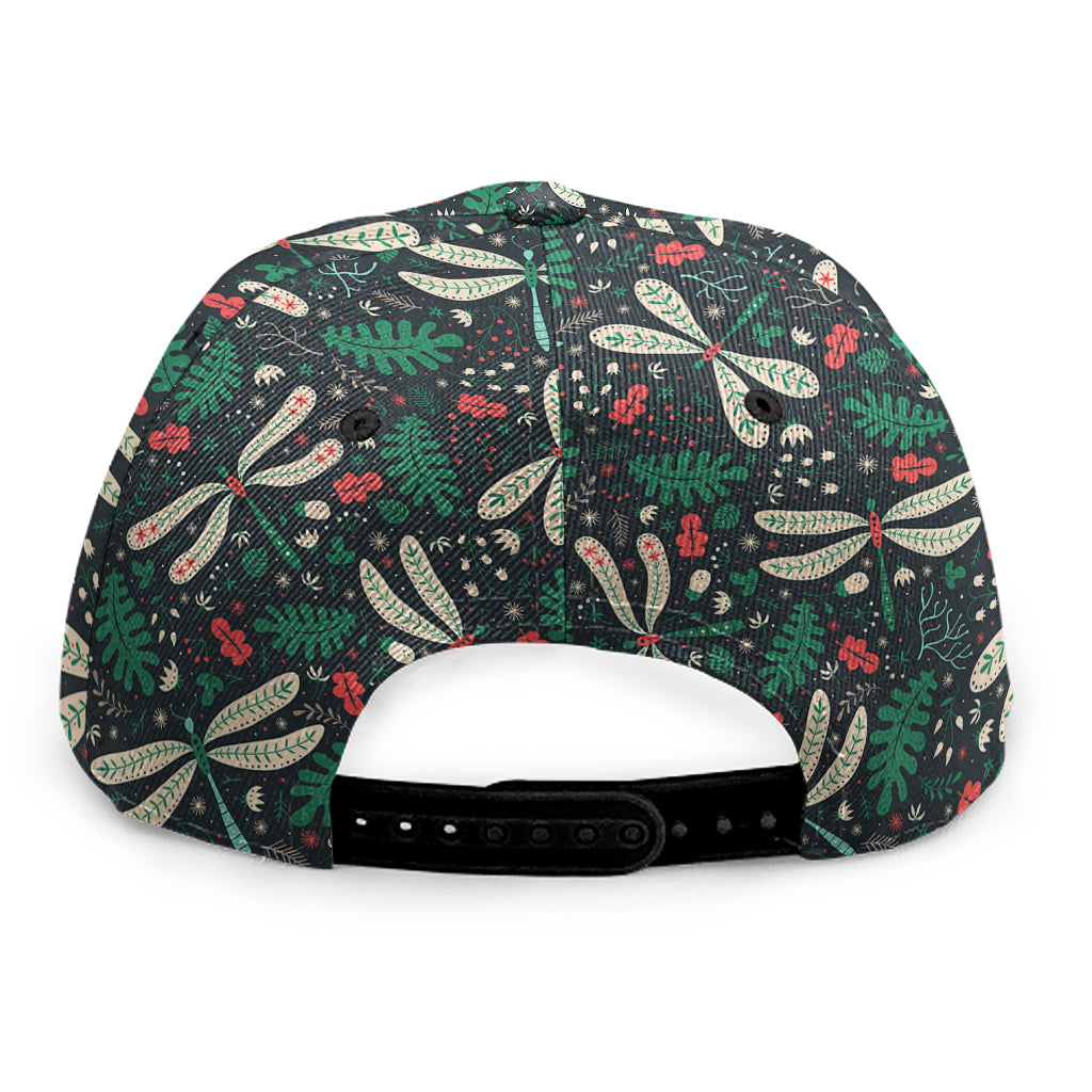 Christmas Floral Dragonfly Pattern Print Snapback Cap