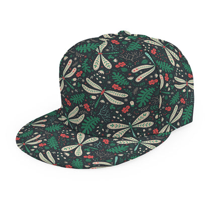 Christmas Floral Dragonfly Pattern Print Snapback Cap