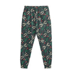 Christmas Floral Dragonfly Pattern Print Sweatpants