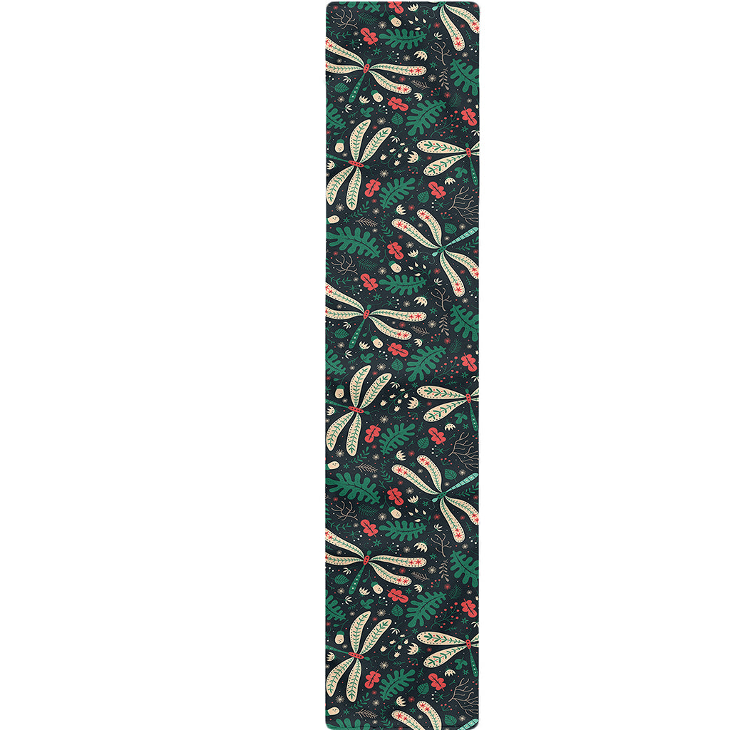 Christmas Floral Dragonfly Pattern Print Table Runner