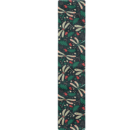 Christmas Floral Dragonfly Pattern Print Table Runner