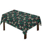 Christmas Floral Dragonfly Pattern Print Tablecloth