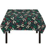 Christmas Floral Dragonfly Pattern Print Tablecloth
