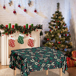 Christmas Floral Dragonfly Pattern Print Tablecloth