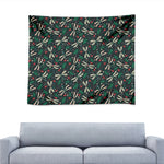 Christmas Floral Dragonfly Pattern Print Tapestry