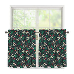 Christmas Floral Dragonfly Pattern Print Tier Curtains