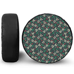 Christmas Floral Dragonfly Pattern Print Tire Cover