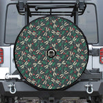 Christmas Floral Dragonfly Pattern Print Tire Cover With Camera Hole