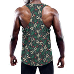 Christmas Floral Dragonfly Pattern Print Training Tank Top