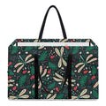 Christmas Floral Dragonfly Pattern Print Utility Tote Bag
