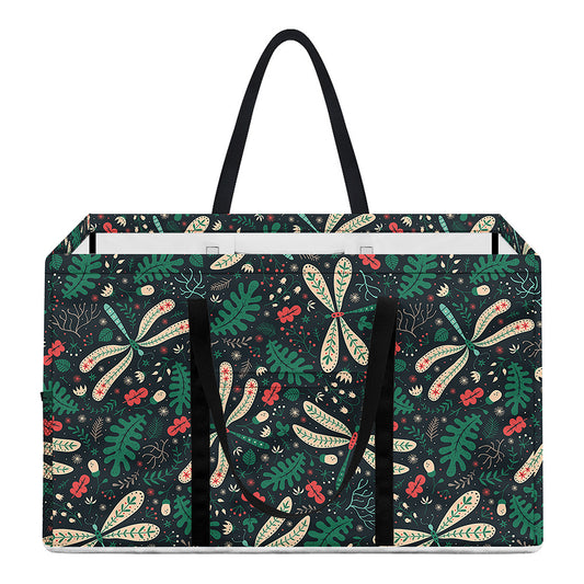 Christmas Floral Dragonfly Pattern Print Utility Tote Bag