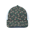 Christmas Floral Dragonfly Pattern Print White Mesh Trucker Hat