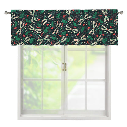 Christmas Floral Dragonfly Pattern Print Window Valance