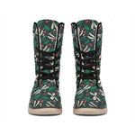 Christmas Floral Dragonfly Pattern Print Winter Boots