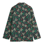 Christmas Floral Dragonfly Pattern Print Women's Blazer