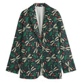 Christmas Floral Dragonfly Pattern Print Women's Cotton Blazer