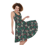 Christmas Floral Dragonfly Pattern Print Women's Sleeveless Dress