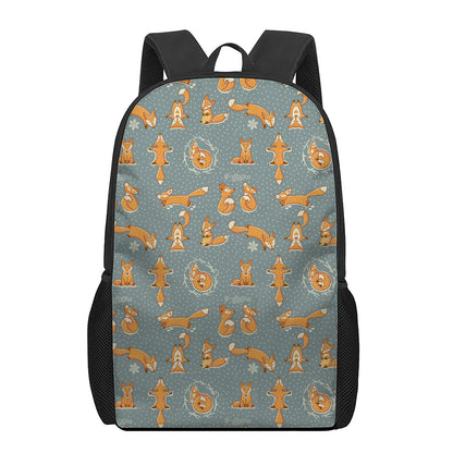 Christmas Fox Pattern Print 17 Inch Backpack