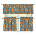 Christmas Fox Pattern Print 3 Piece Kitchen Curtains