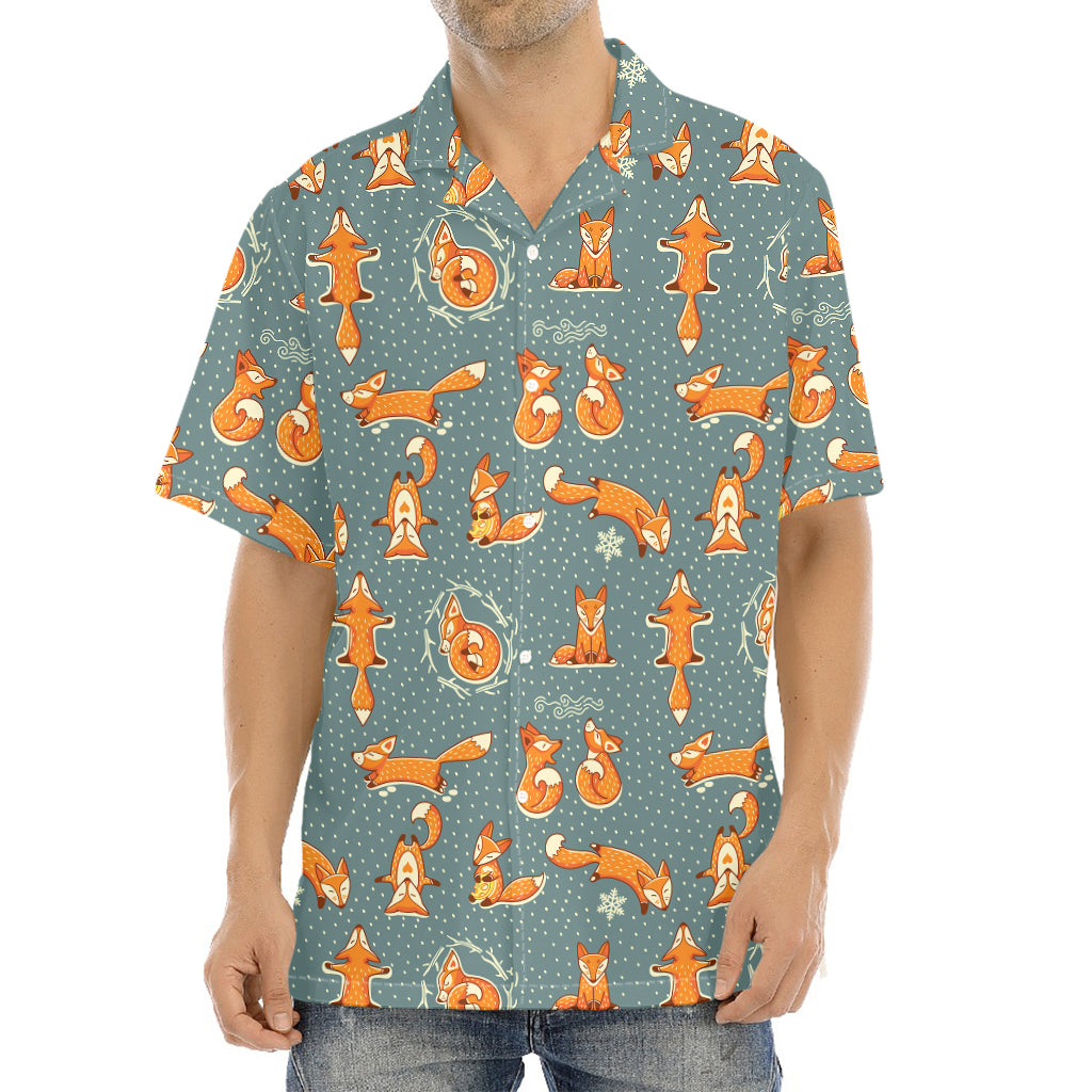 Christmas Fox Pattern Print Aloha Shirt