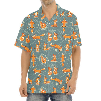 Christmas Fox Pattern Print Aloha Shirt