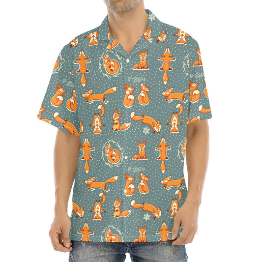 Christmas Fox Pattern Print Aloha Shirt