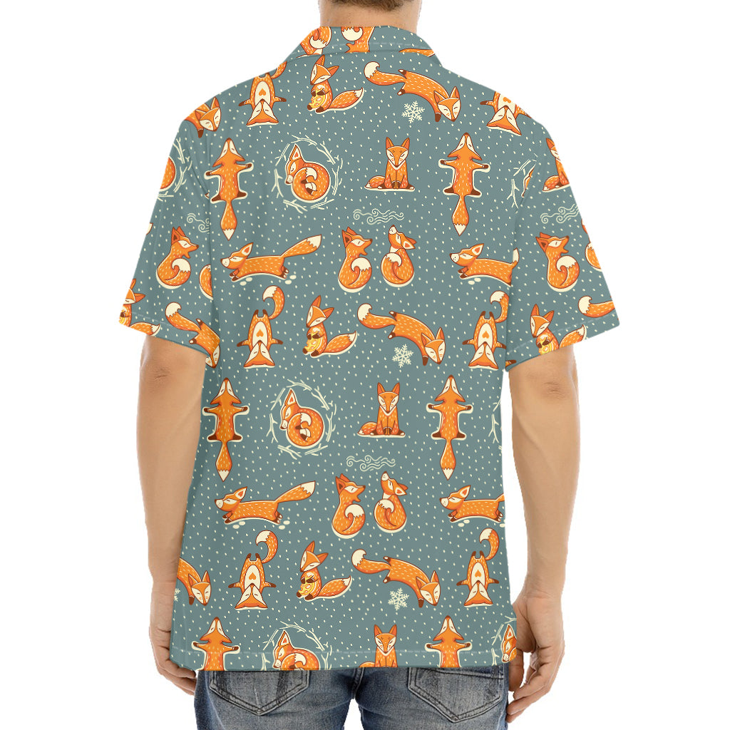Christmas Fox Pattern Print Aloha Shirt