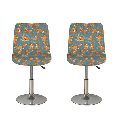 Christmas Fox Pattern Print Bar Stool Covers