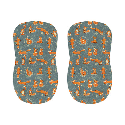 Christmas Fox Pattern Print Bar Stool Covers