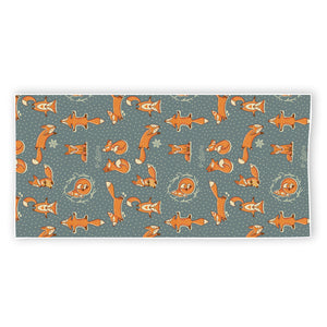 Christmas Fox Pattern Print Beach Towel