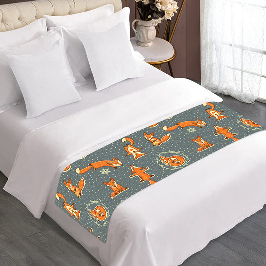 Christmas Fox Pattern Print Bed Runner