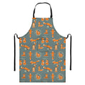 Christmas Fox Pattern Print Bib Apron With Pocket