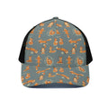 Christmas Fox Pattern Print Black Mesh Trucker Hat