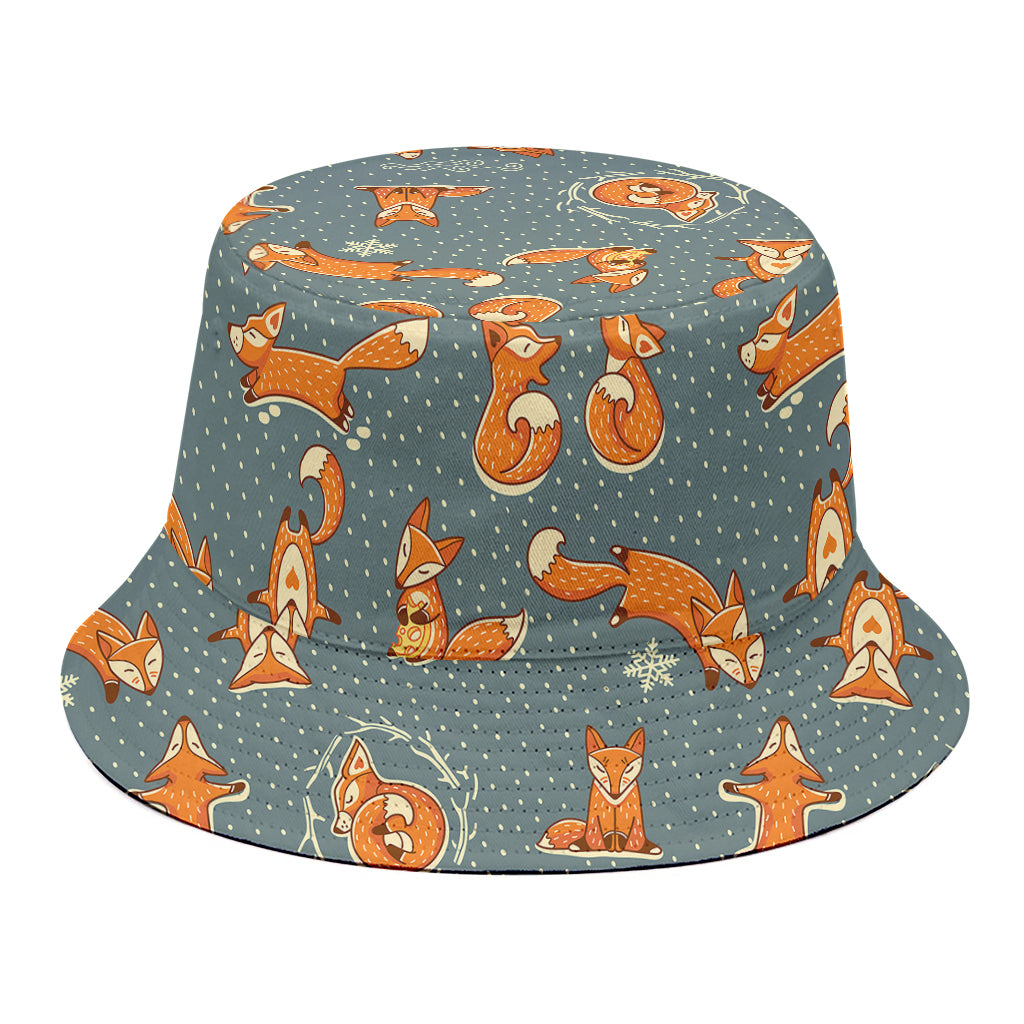 Christmas Fox Pattern Print Bucket Hat