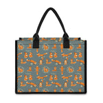 Christmas Fox Pattern Print Canvas Tote Bag