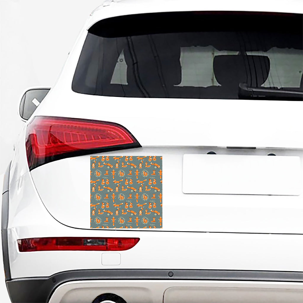 Christmas Fox Pattern Print Car Sticker