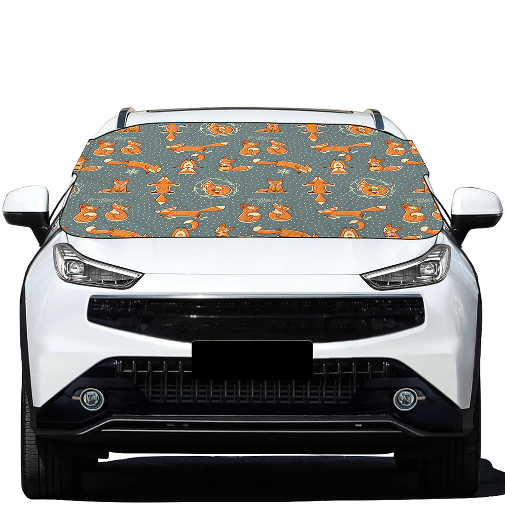 Christmas Fox Pattern Print Car Windshield Snow Cover