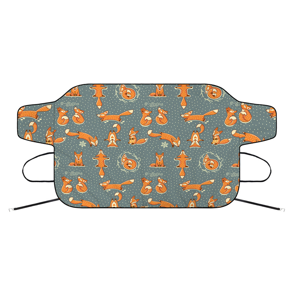 Christmas Fox Pattern Print Car Windshield Snow Cover
