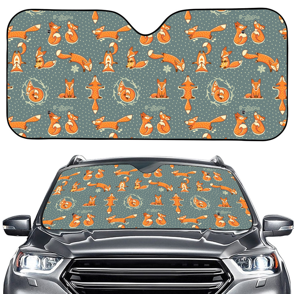 Christmas Fox Pattern Print Car Windshield Sun Shade