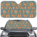 Christmas Fox Pattern Print Car Windshield Sun Shade