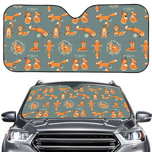 Christmas Fox Pattern Print Car Windshield Sun Shade